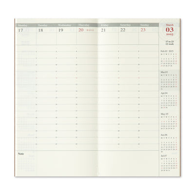 PRE-ORDER 2025 Weekly Diary Vertical - TRAVELER'S Notebook Insert