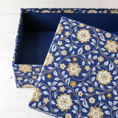 Squat Covered Box in Roja Indigo - Large