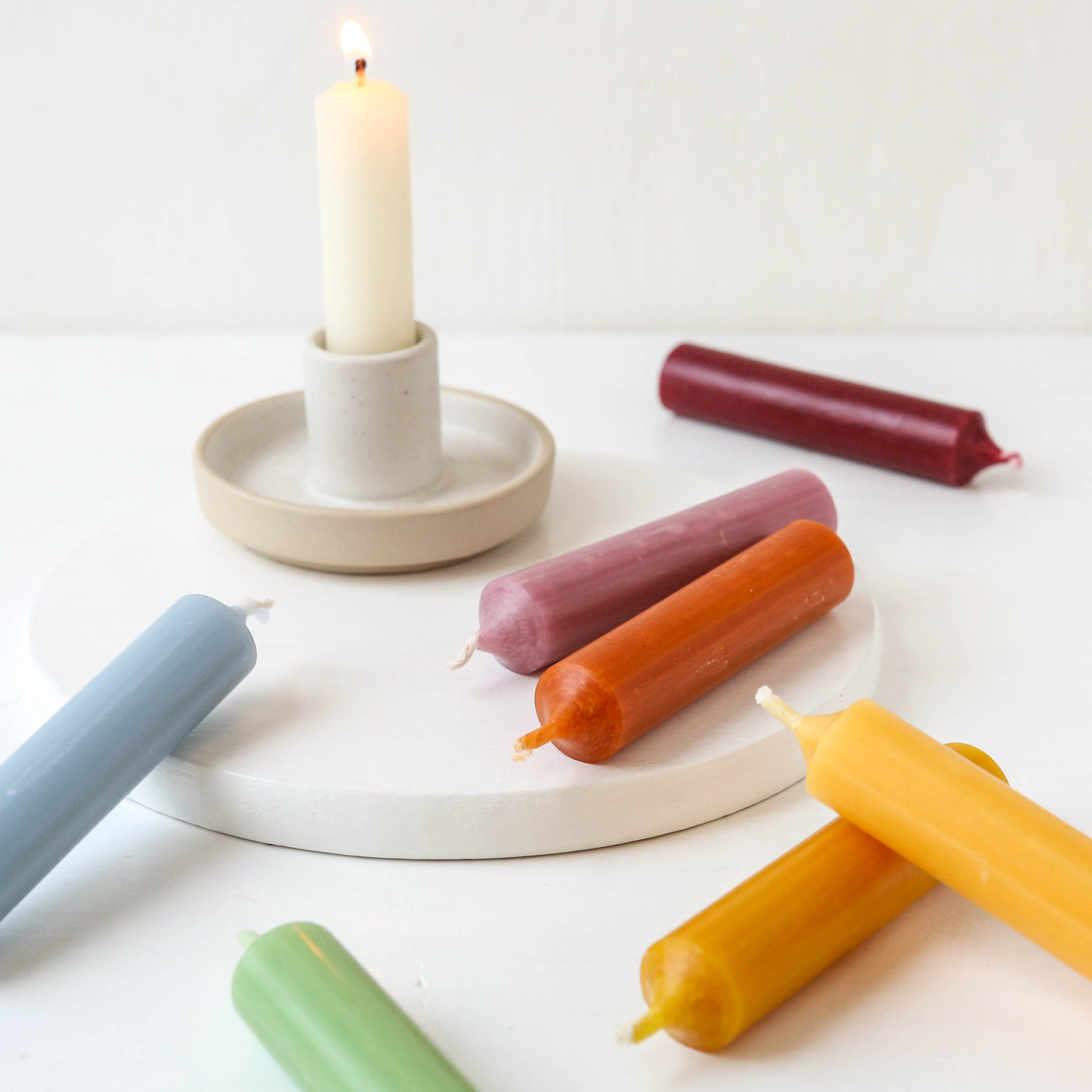 Short Coloured Dinner Candle