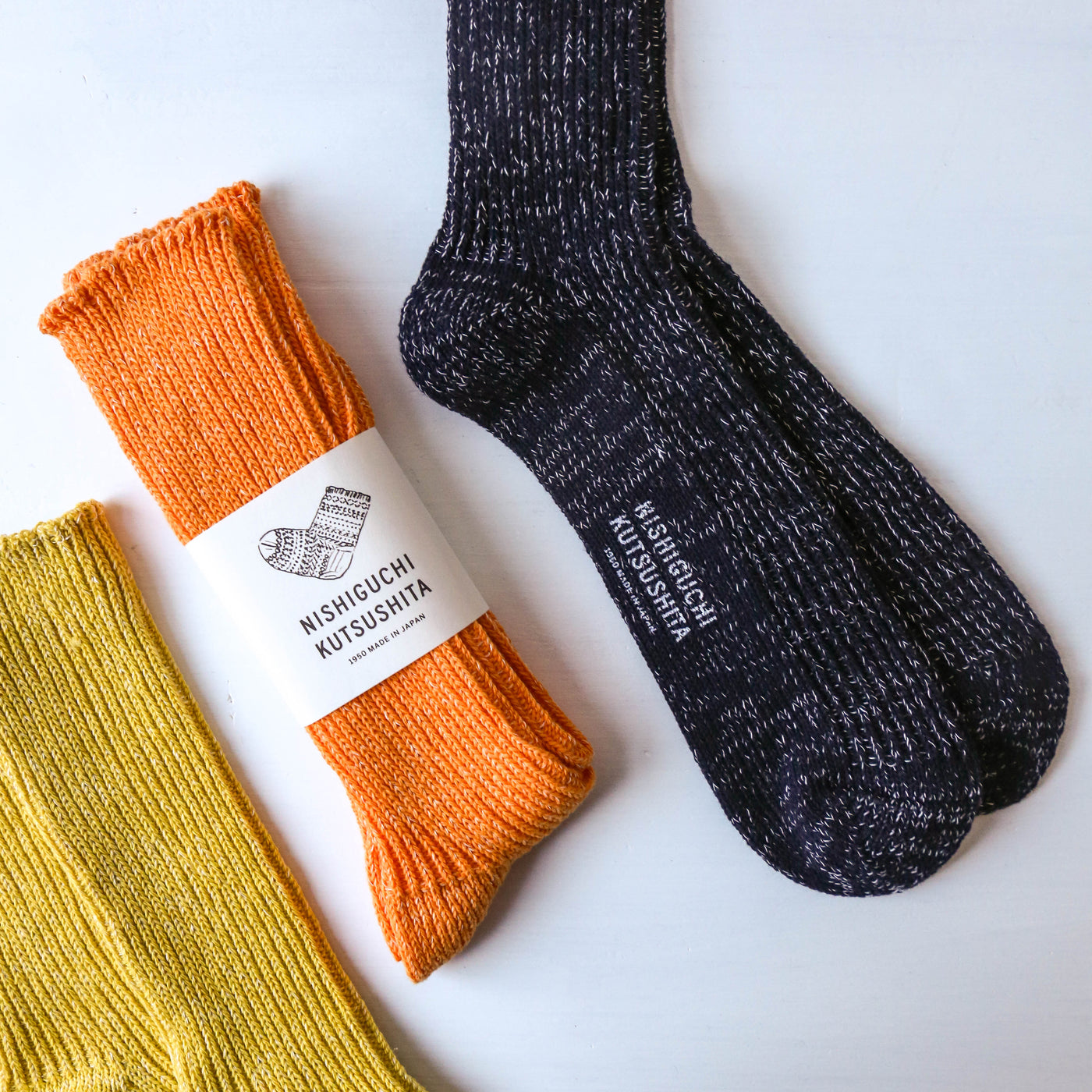 Hemp Cotton Ribbed Socks by Nishiguchi Kutsushita