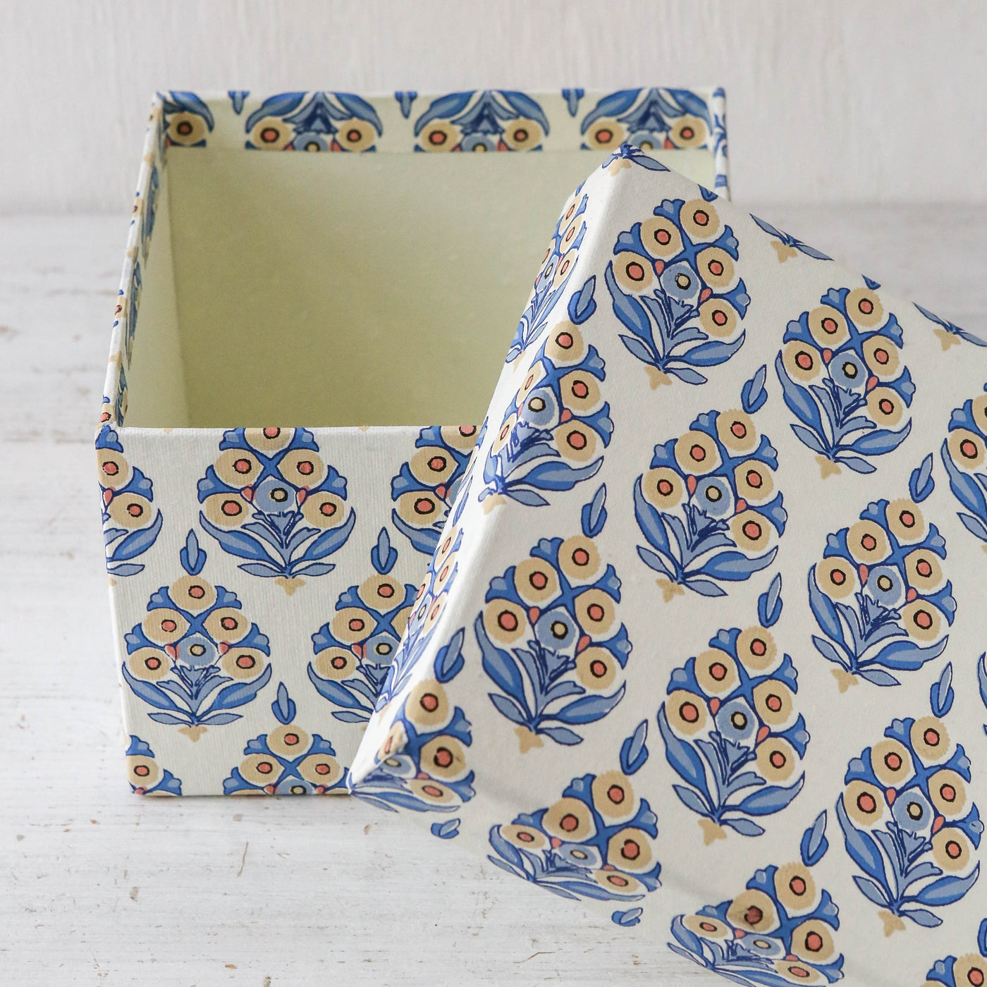 Cubic Covered Storage Box in Arrah Indigo - Small