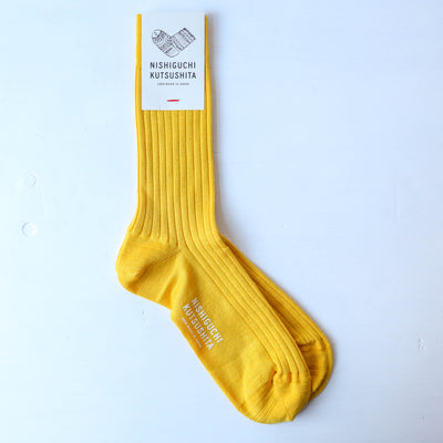 Silk Cotton Ribbed Socks by Nishiguchi Kutsushita