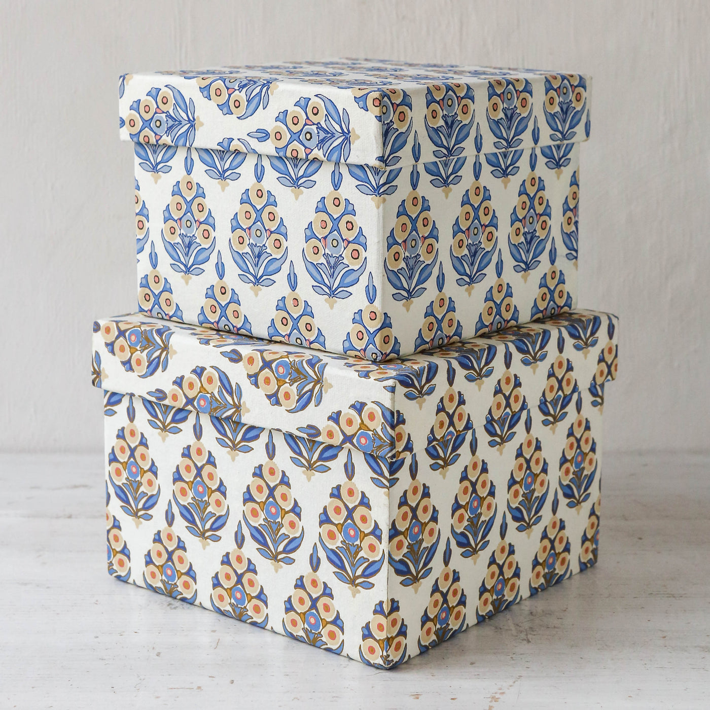 Cubic Covered Storage Box in Arrah Indigo - Small