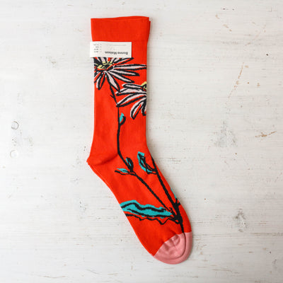 Bonne Maison Socks - Vermilion Flower