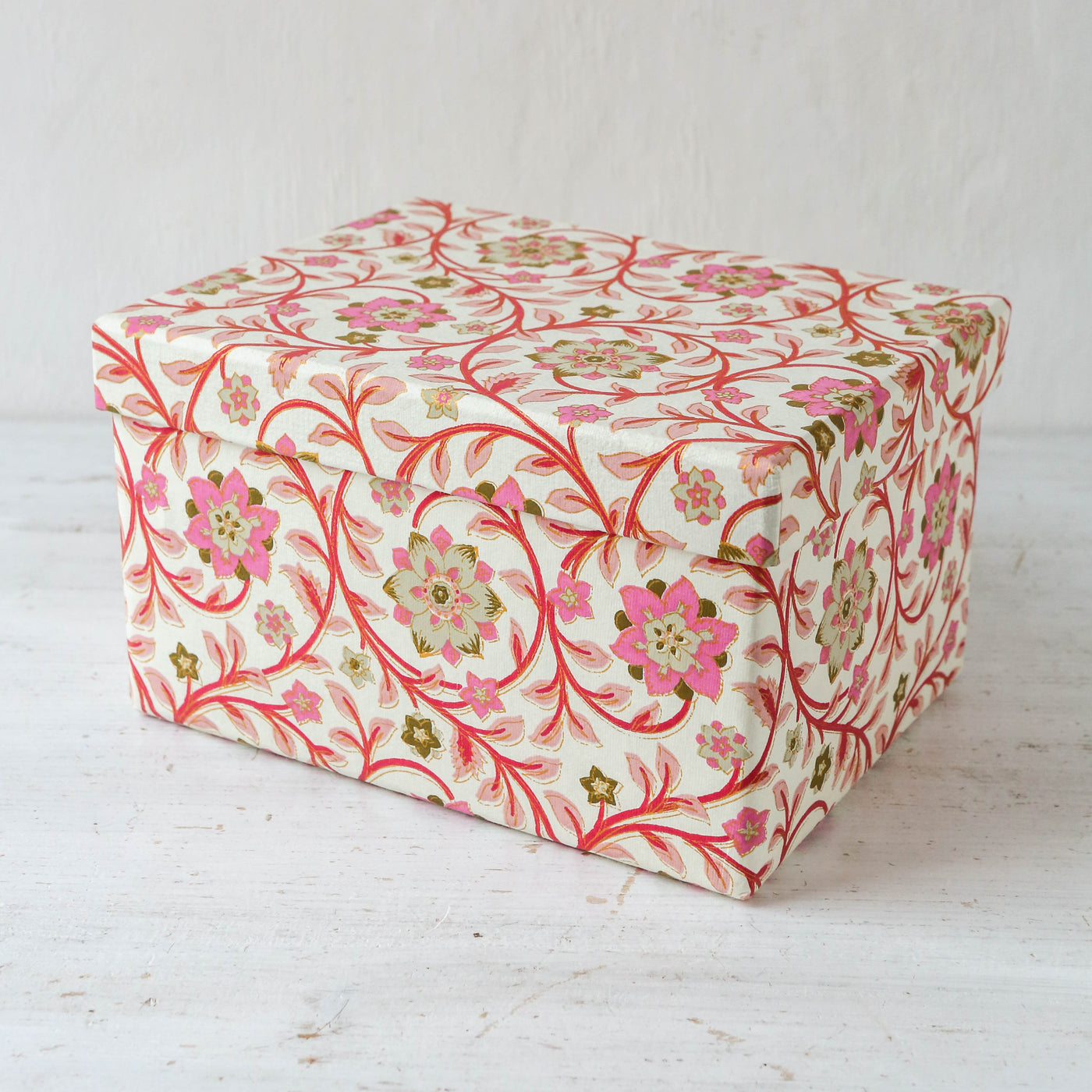 Oblong Covered Storage Box in Divya Cerise - Medium