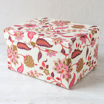 Oblong Covered Storage Box in Divya Cerise - Large