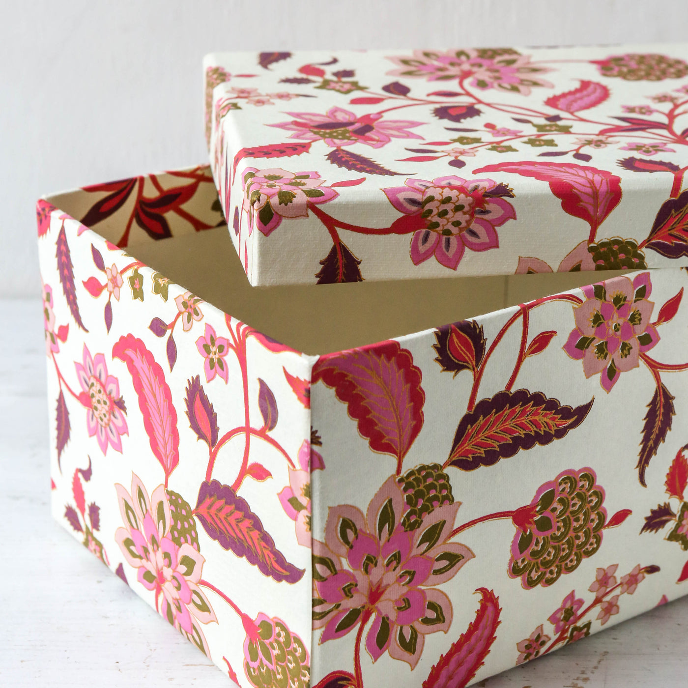 Oblong Covered Storage Box in Divya Cerise - Large