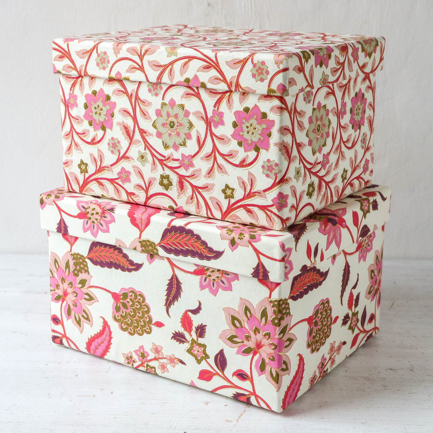 Oblong Covered Storage Box in Divya Cerise - Large