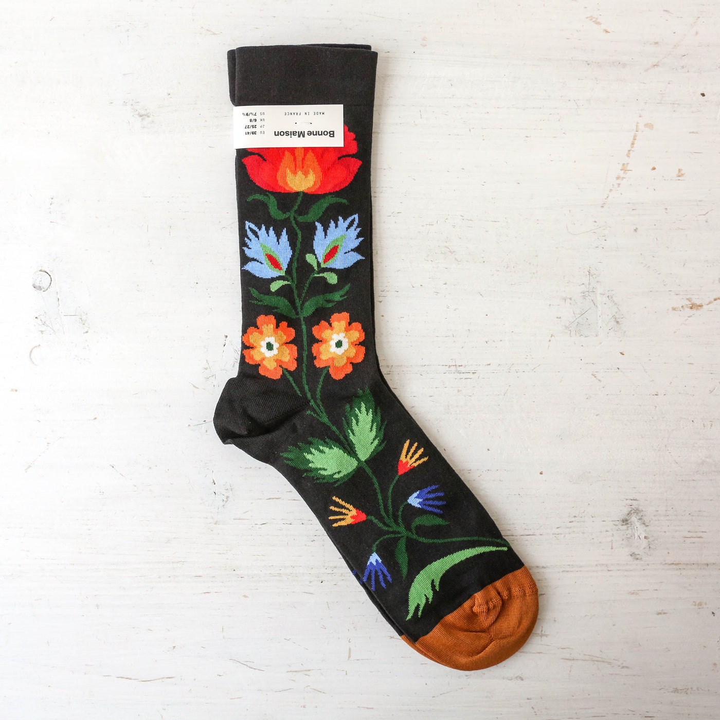 Bonne Maison Socks - Black Bouquet