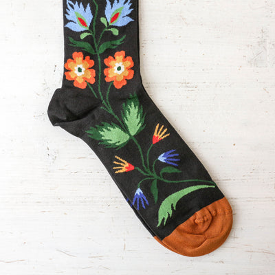 Bonne Maison Socks - Black Bouquet