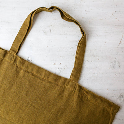 Washed Linen Sloppy Shoulder Bag - Olive