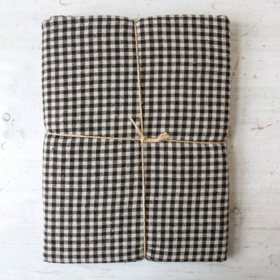 Washed Linen Tablecloth - Carbon Check 160 x 160 cm