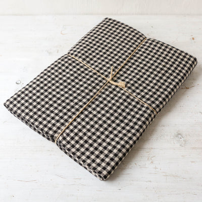 Washed Linen Tablecloth - Carbon Check 160 x 160 cm