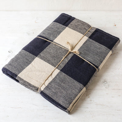 Washed Linen Blend Tablecloth - Bold Navy Check 160 x 250 cm