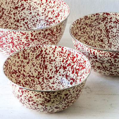 Set of Three Splatter Enamel Mixing Bowl