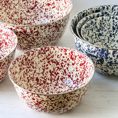 Set of Three Splatter Enamel Mixing Bowl