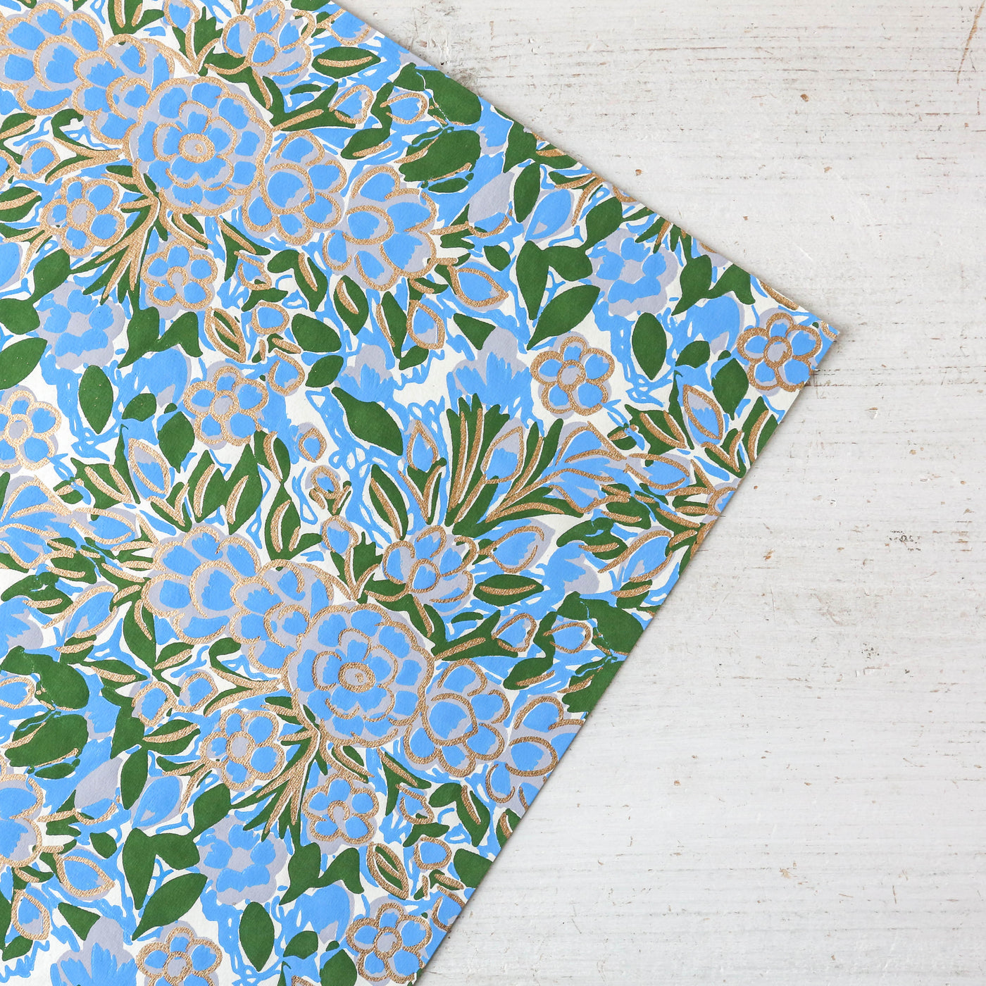 Cotton Paper Wrap - Turquoise and Green Floral