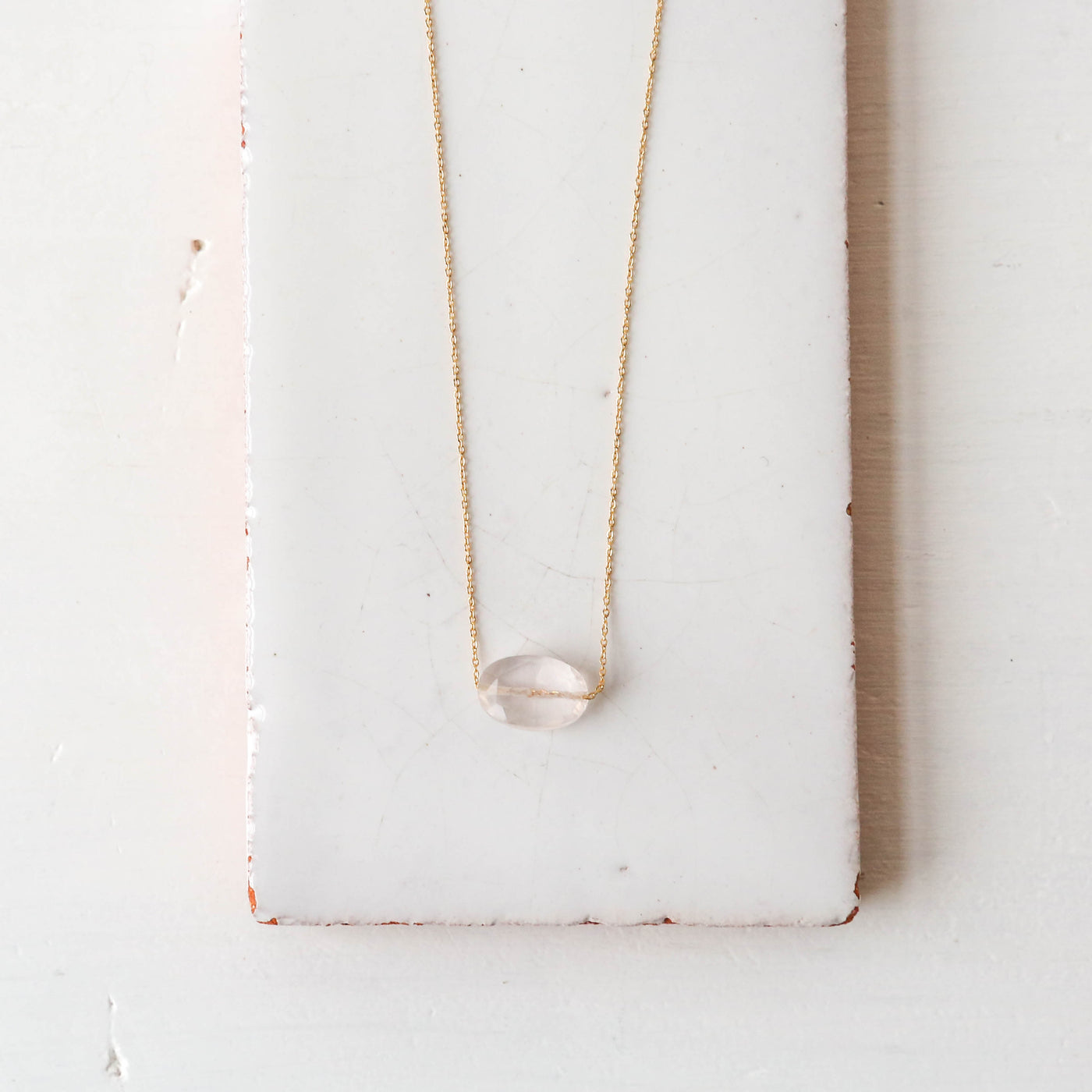 Dadli Dainty Gold Necklace - Rose Quartz