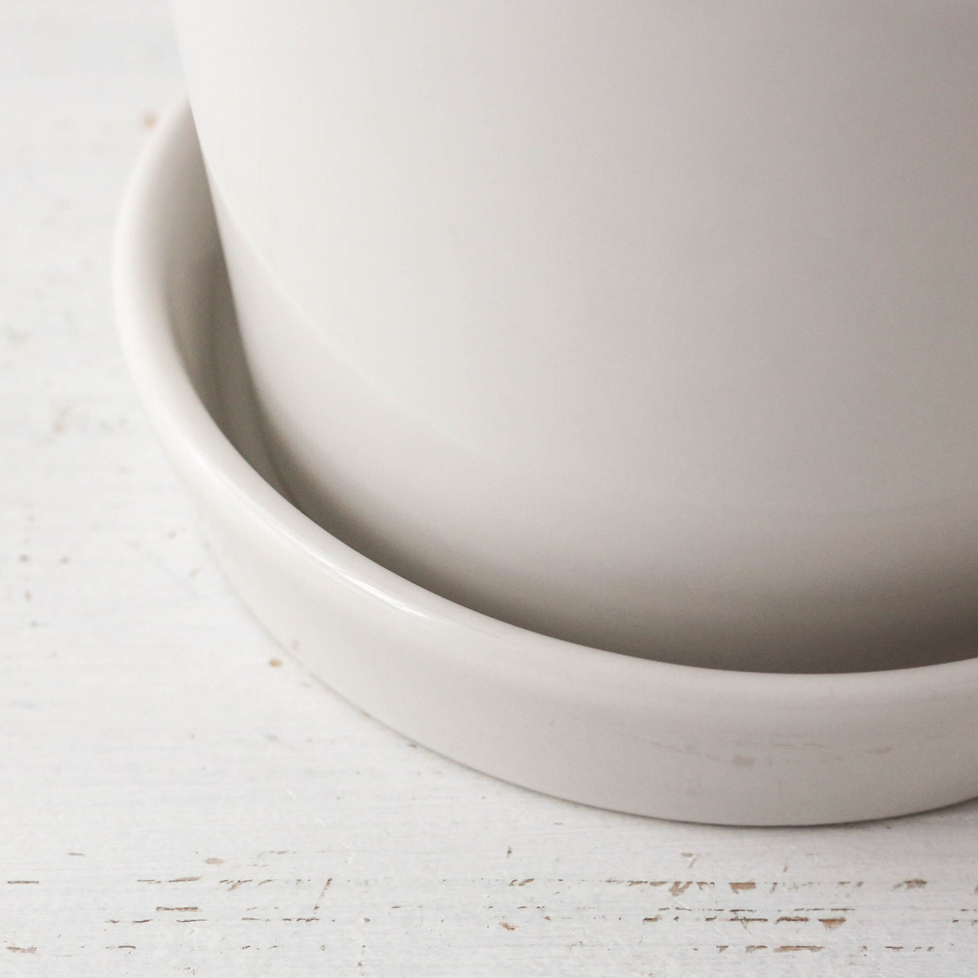 14cm Glazed Københavner Plant Pot & Saucer - Mineral White