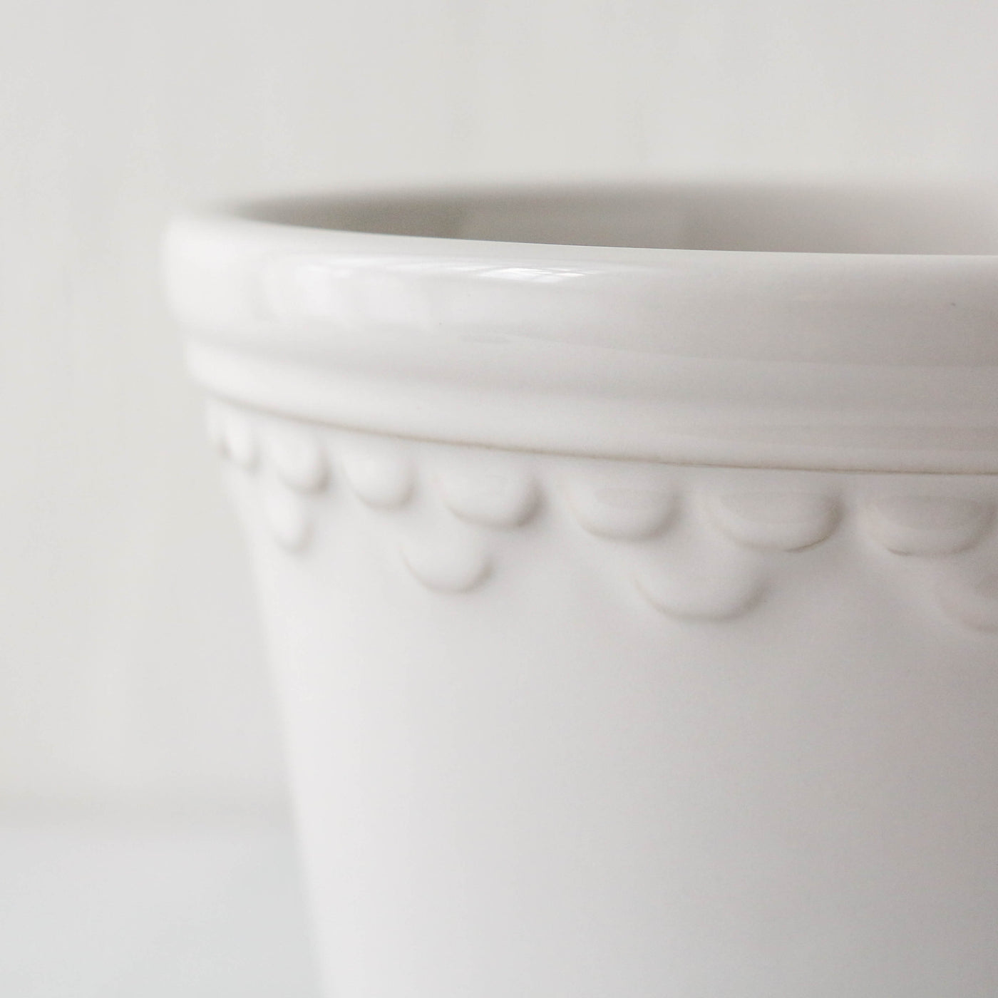 14cm Glazed Københavner Plant Pot & Saucer - Mineral White