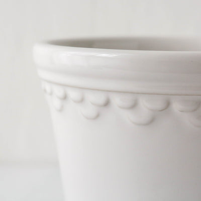 14cm Glazed Københavner Plant Pot & Saucer - Mineral White