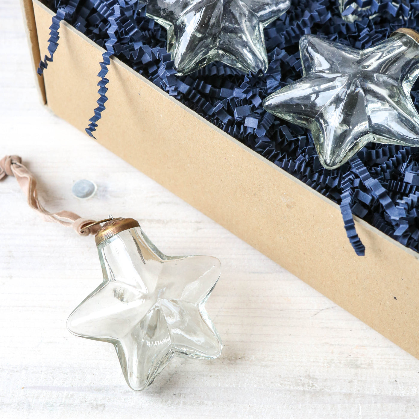 8cm Sardi Star Bauble - Clear