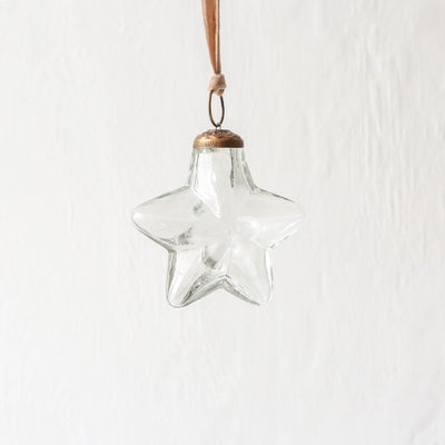 8cm Sardi Star Bauble - Clear