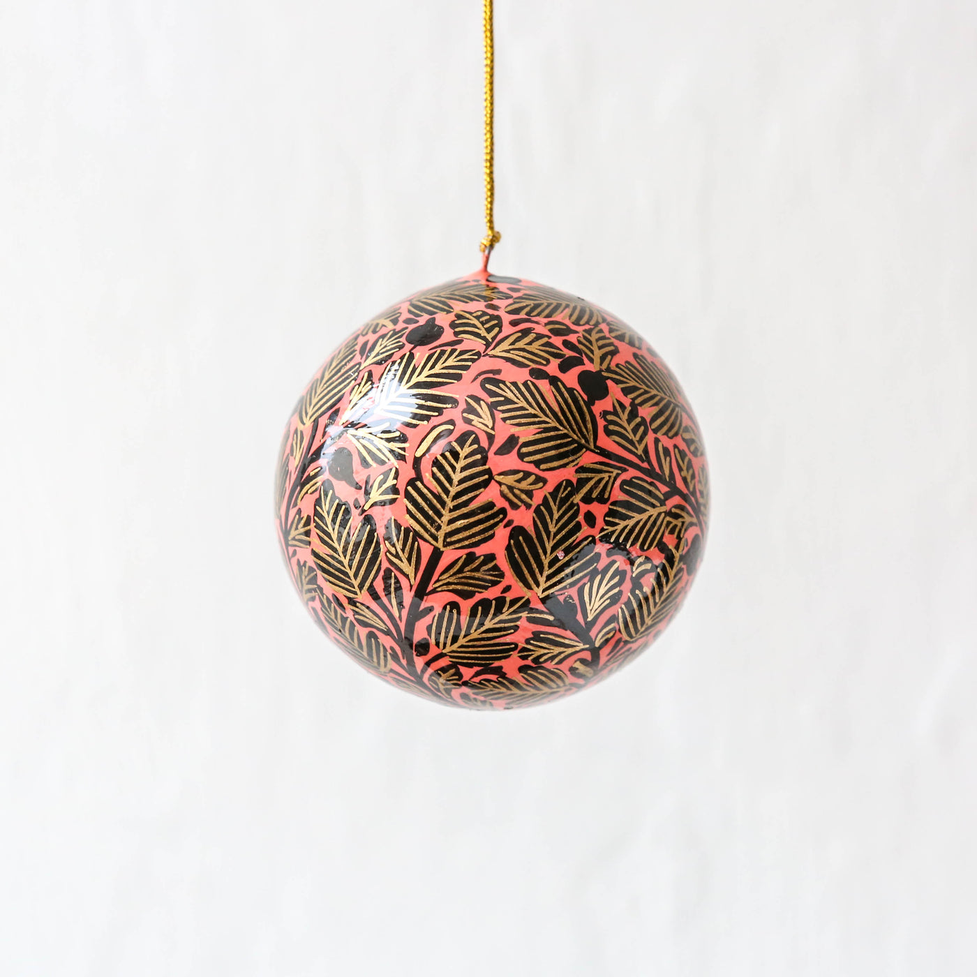 7.5cm Kashmiri Bauble - Black and Pink Floral