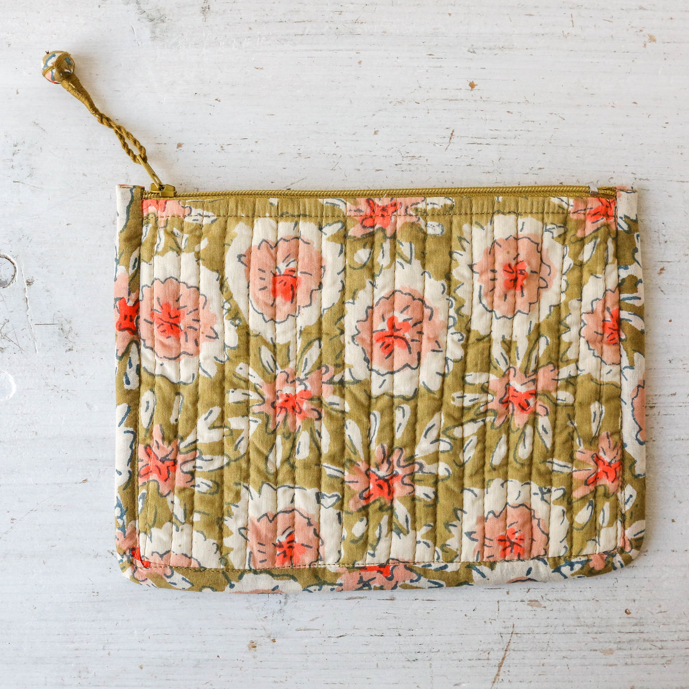 Quilted Cotton Zip Pouch