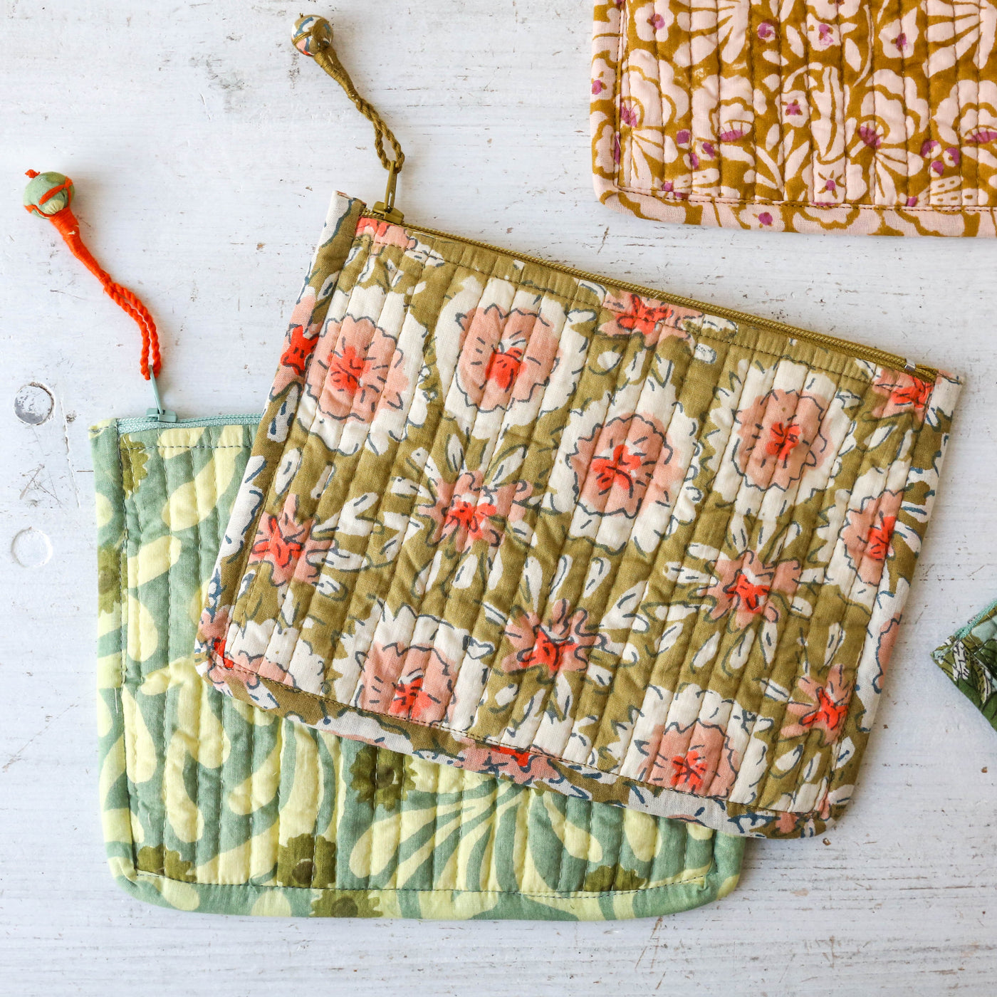 Quilted Cotton Zip Pouch