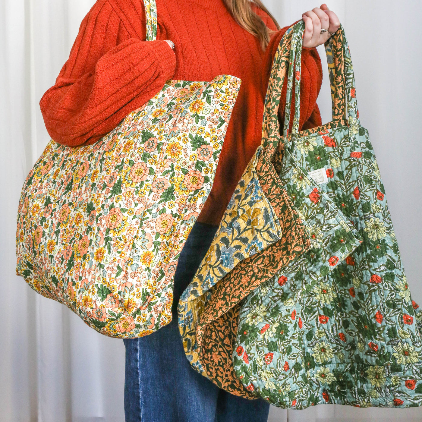 Quilted Cotton Large Shopper Bag