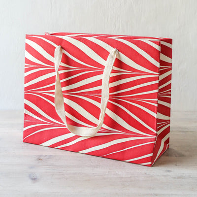 Festive Hand Marbled Paper Gift Bag