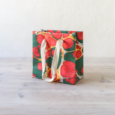 Festive Hand Marbled Paper Gift Bag