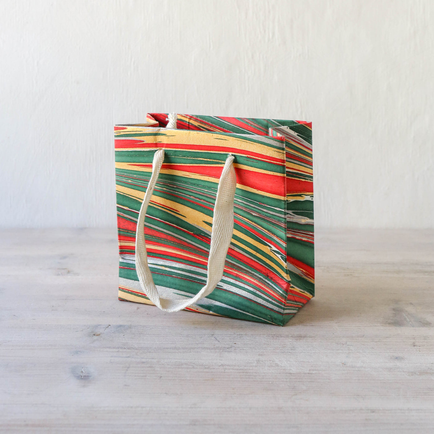 Festive Hand Marbled Paper Gift Bag