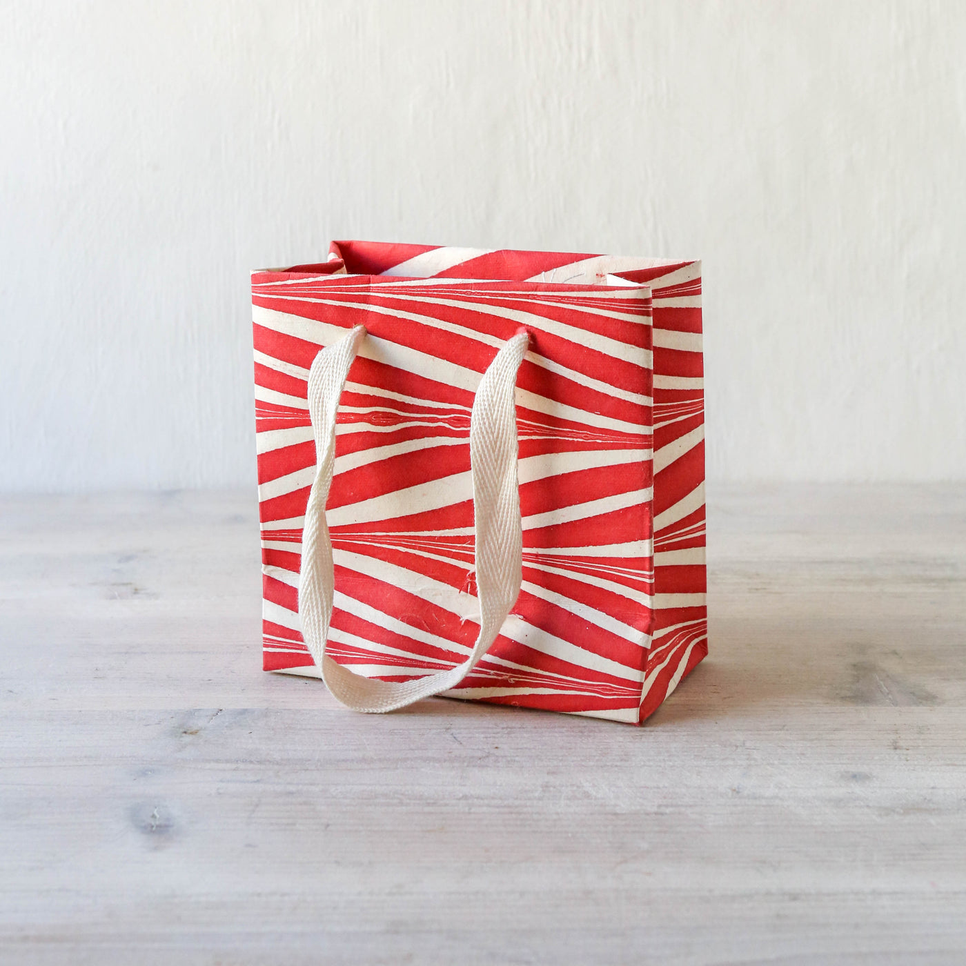 Festive Hand Marbled Paper Gift Bag