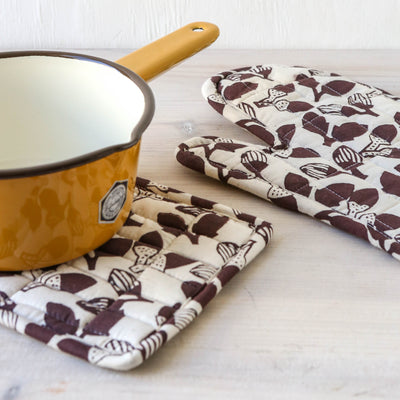 SALE Cotton Pot Holder - Acorn in Brown