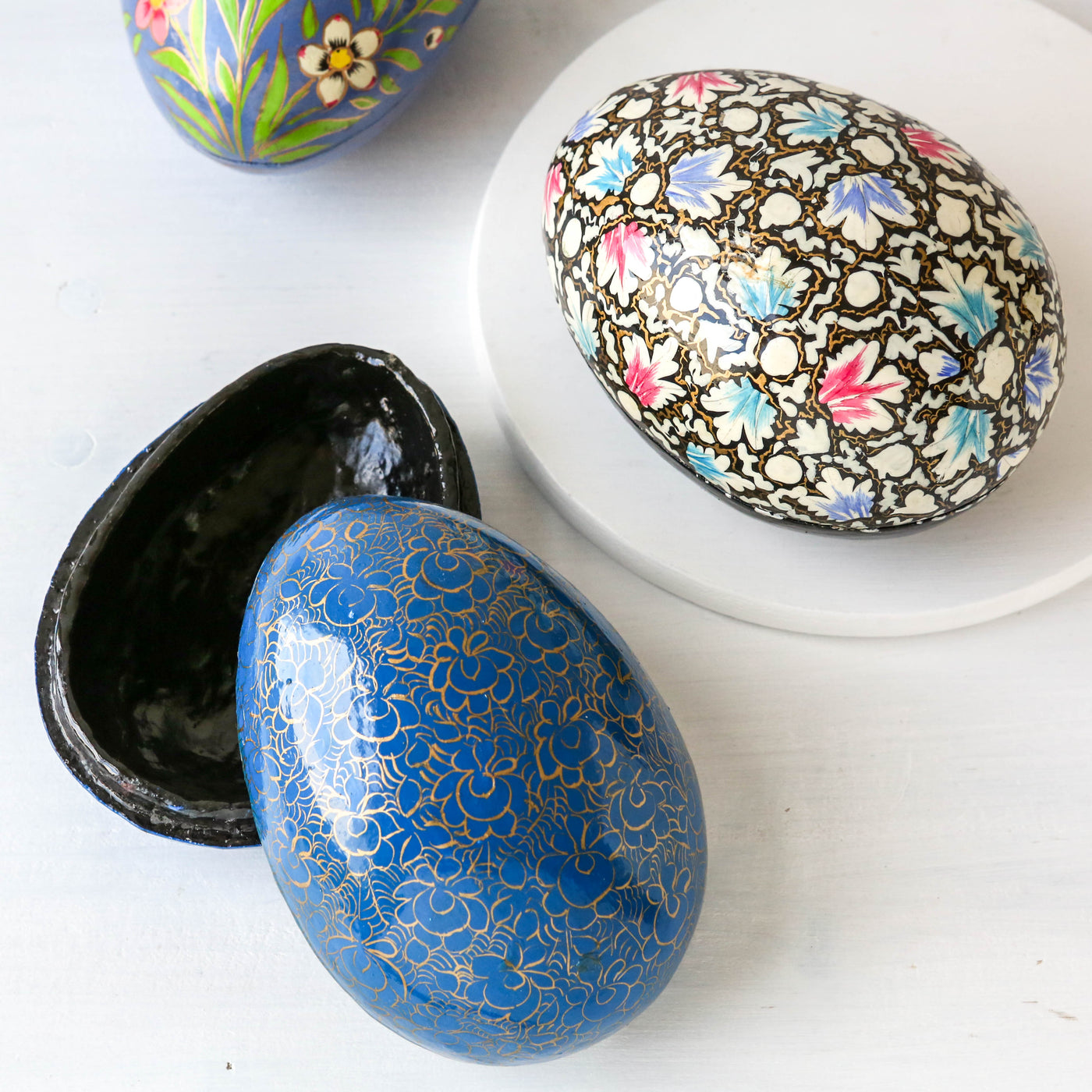 Hand Painted Egg Trinket Box - Large