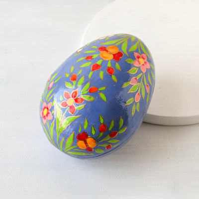 Hand Painted Egg Trinket Box - Large