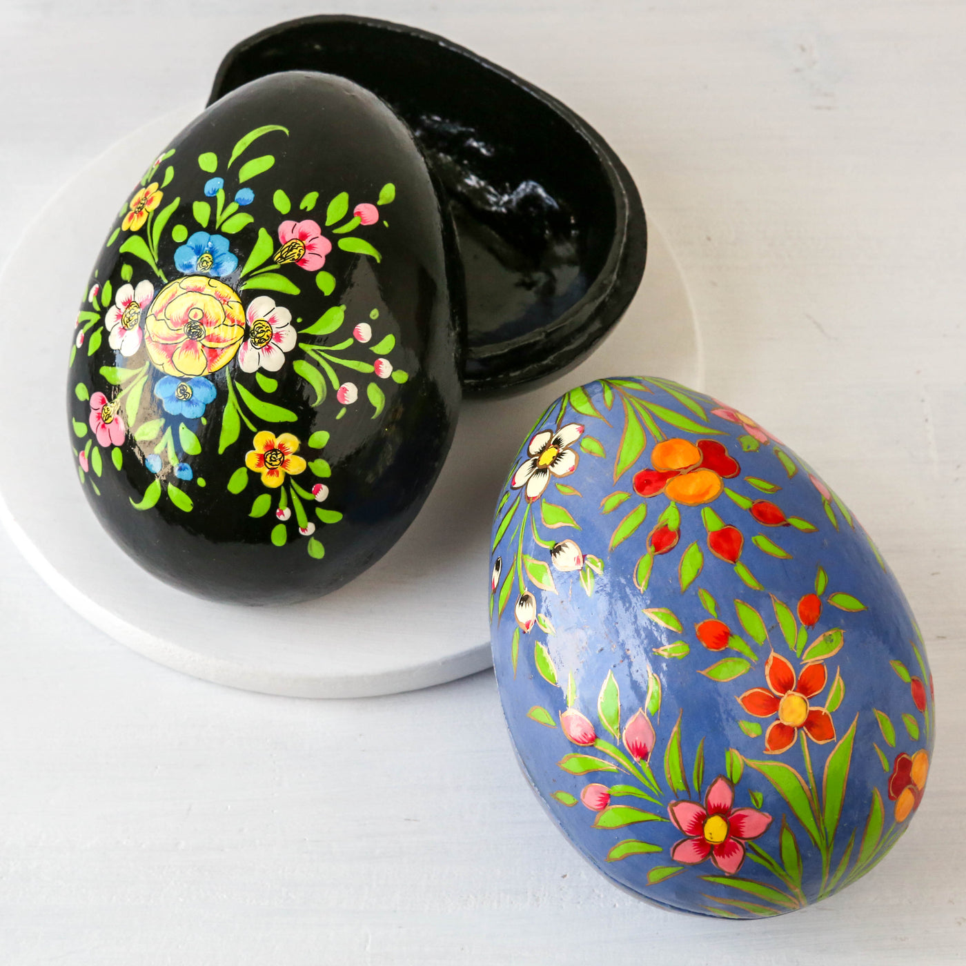 Hand Painted Egg Trinket Box - Large