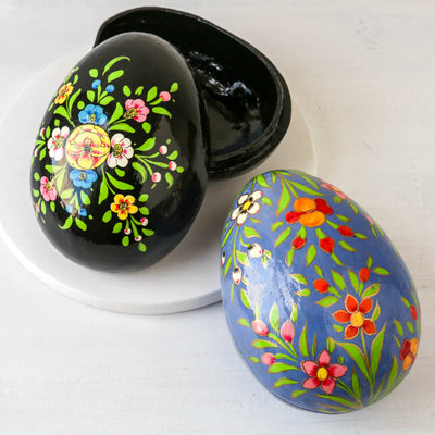 Hand Painted Egg Trinket Box - Large