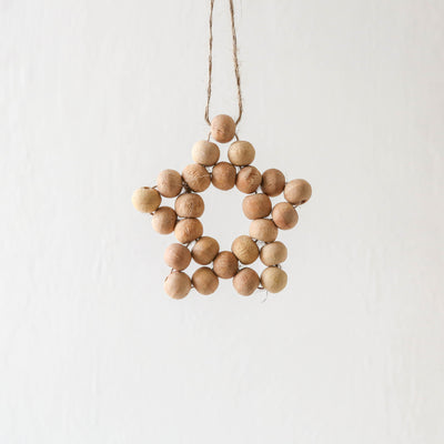 5 Point Palmwood Beaded Star Decoration