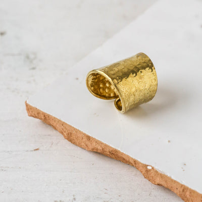 Adjustable Textured Brass Cuff Ring