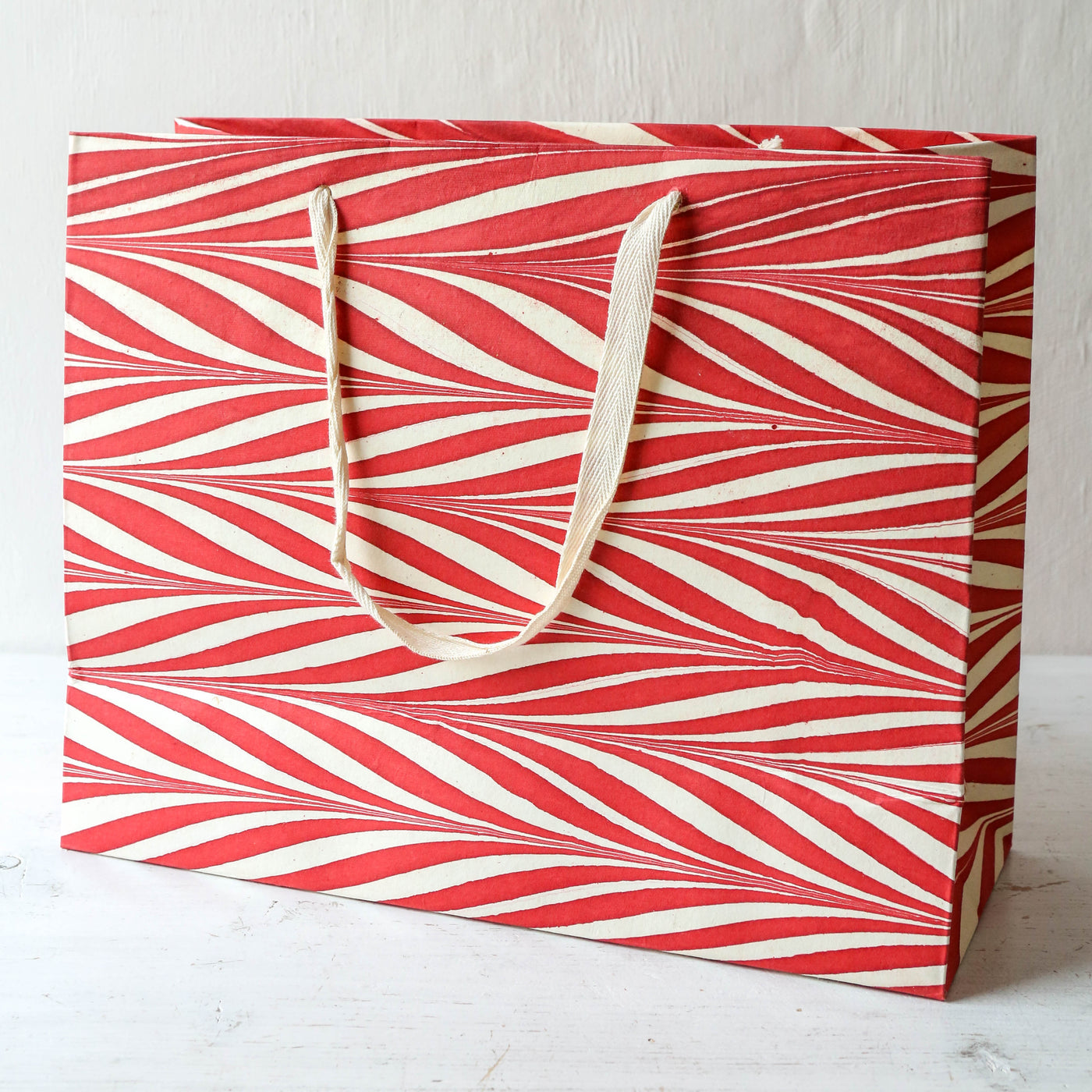 Festive Hand Marbled Paper Gift Bag