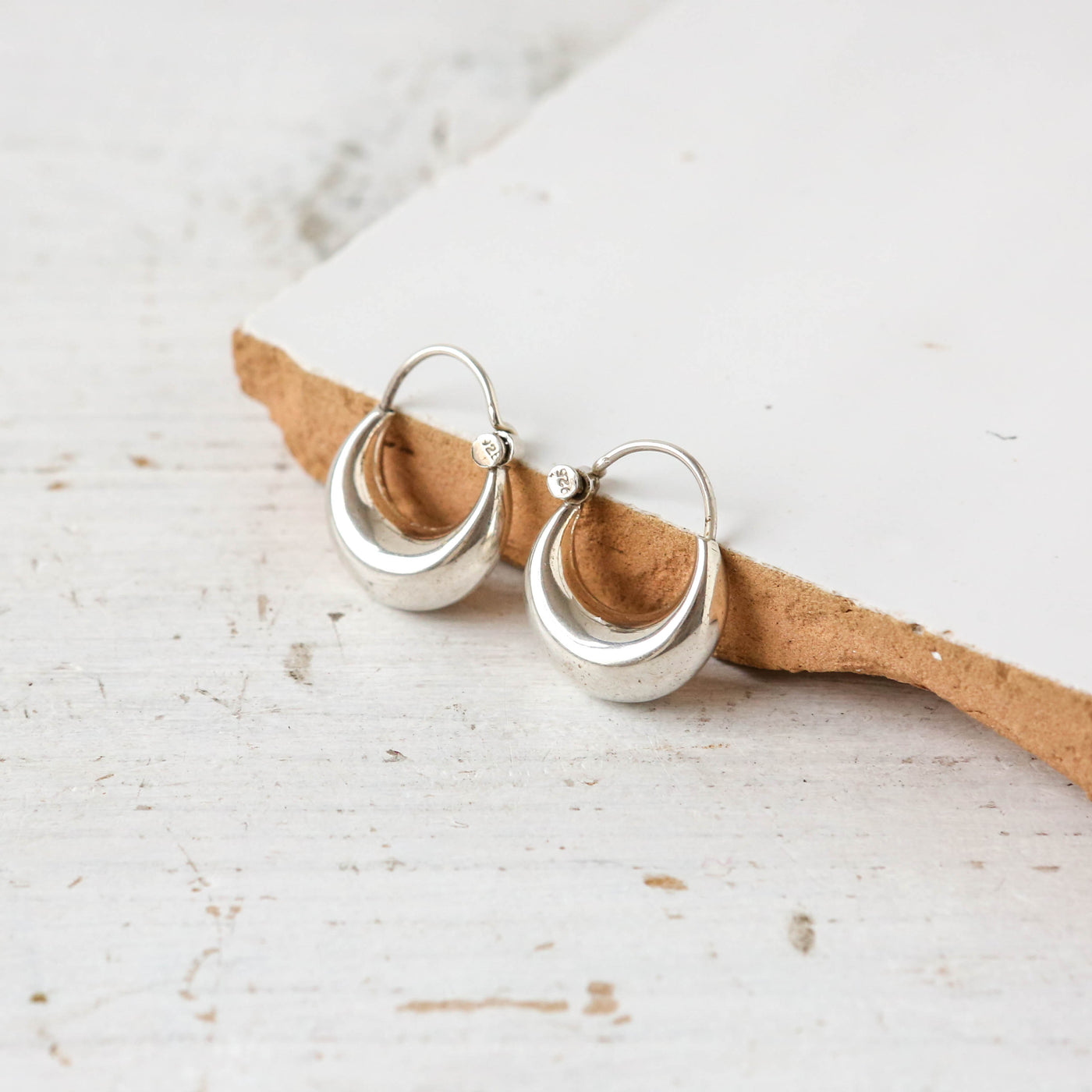 Medium Silver Creole Hoop Earrings