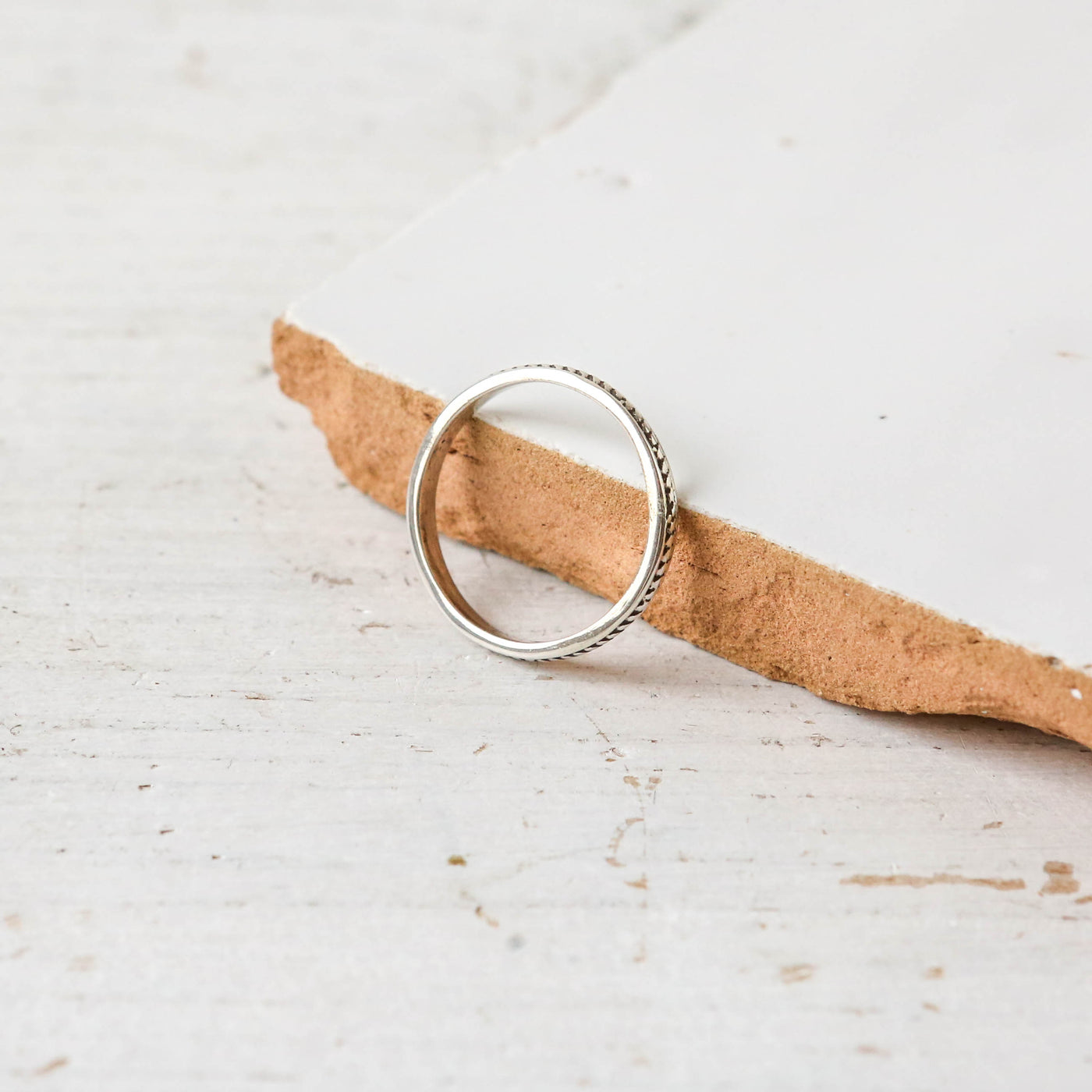 Rope Design Silver Stacking Ring