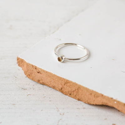 Citrine Pebble Silver Stacking Ring