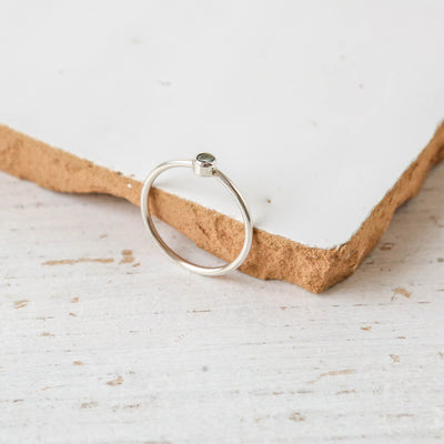 Aquamarine Pebble Silver Stacking Ring