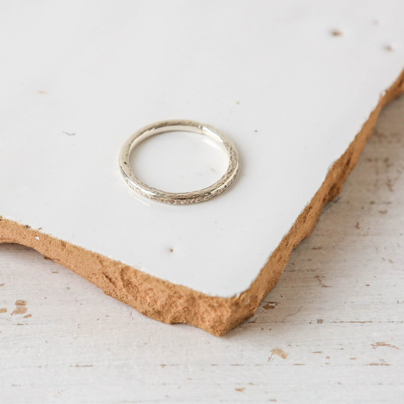 Hammered Design Silver Stacking Ring