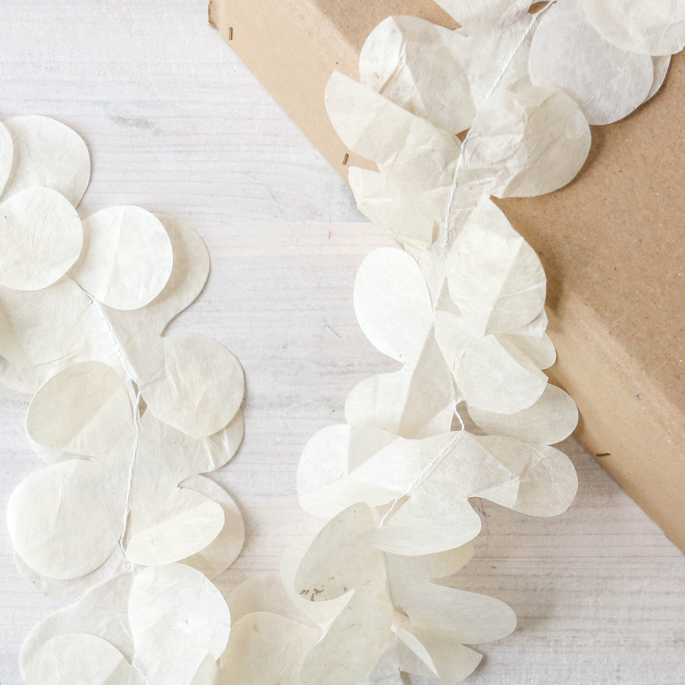 'Flounce' Stitched Paper Garland - White