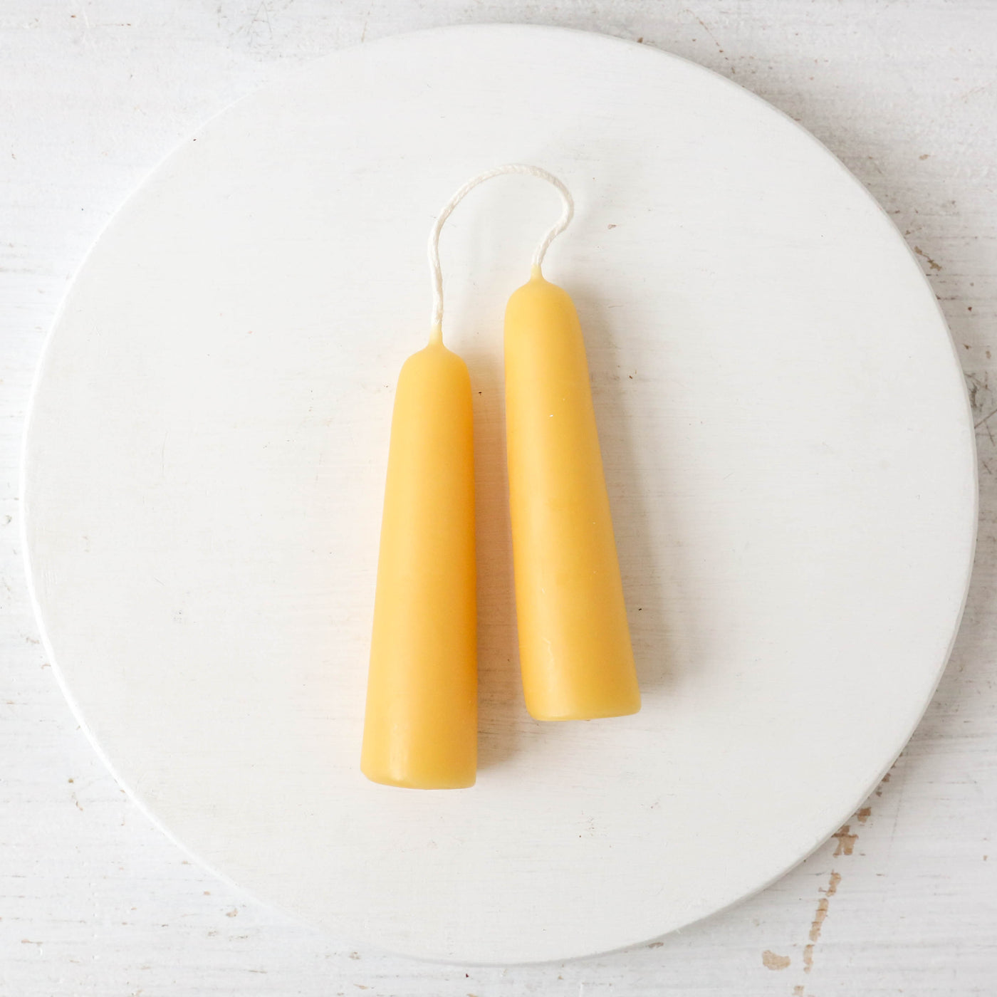 Pair of Mini Dipped Beeswax Candles - Natural